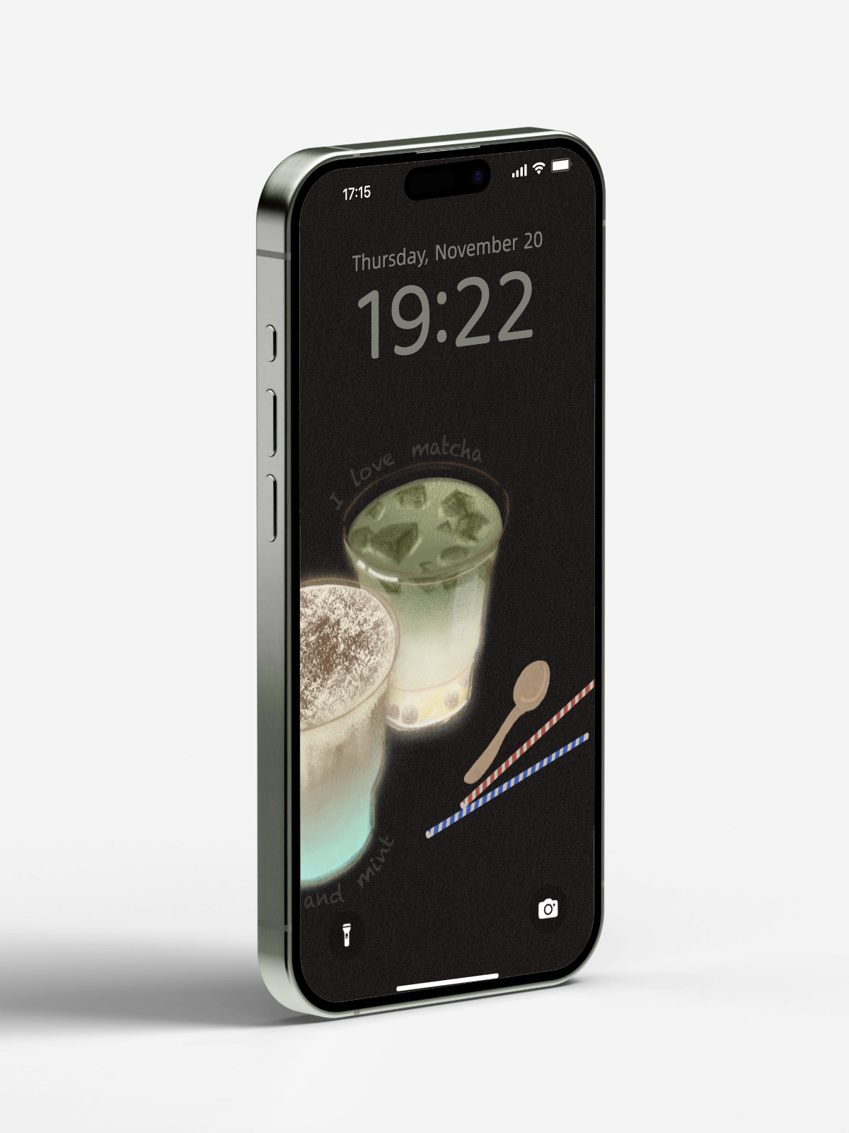 “Matcha & Mint Drink Delight” Phone Wallpaper