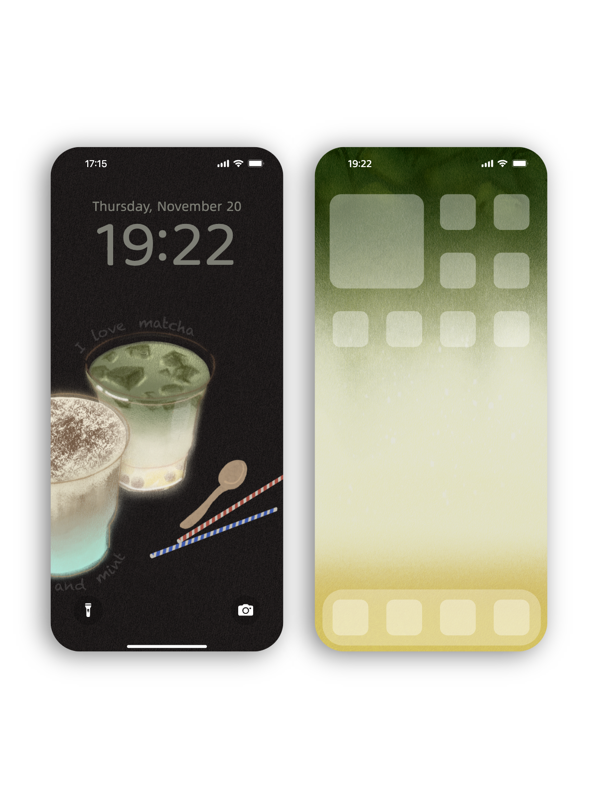 “Matcha & Mint Drink Delight” Phone Wallpaper