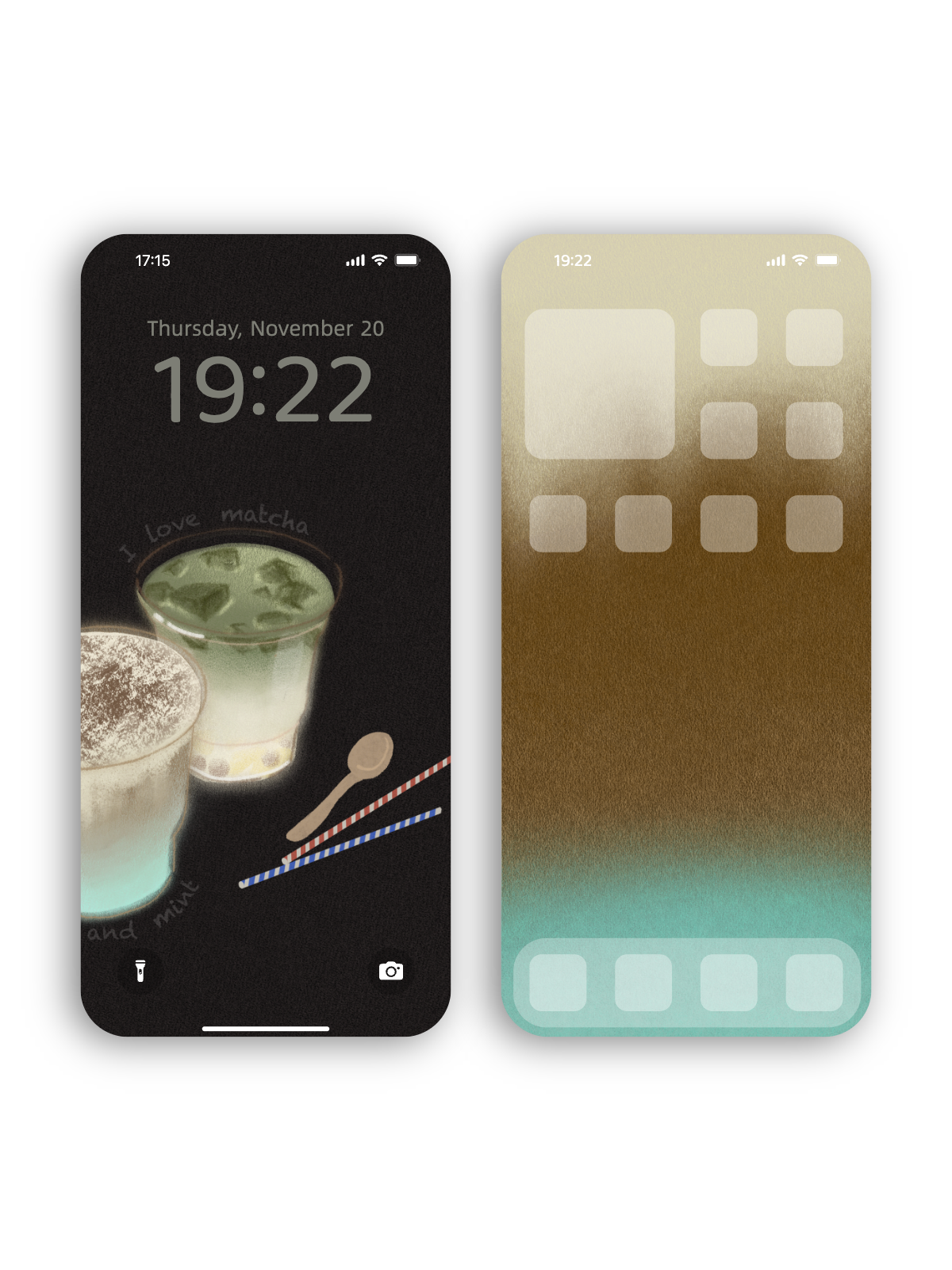 “Matcha & Mint Drink Delight” Phone Wallpaper