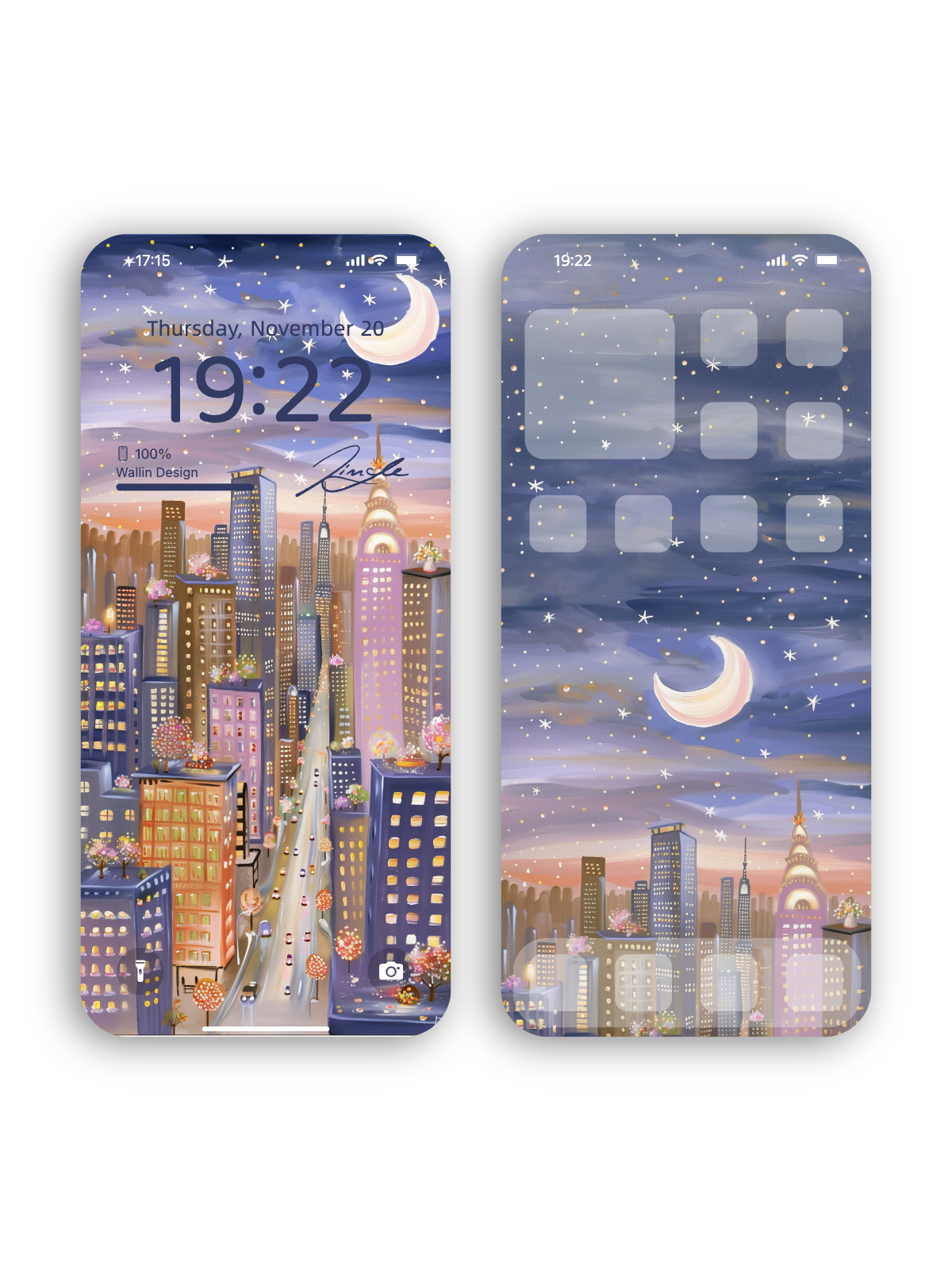 "Dreamy City Nightscape" Phone Wallpaper