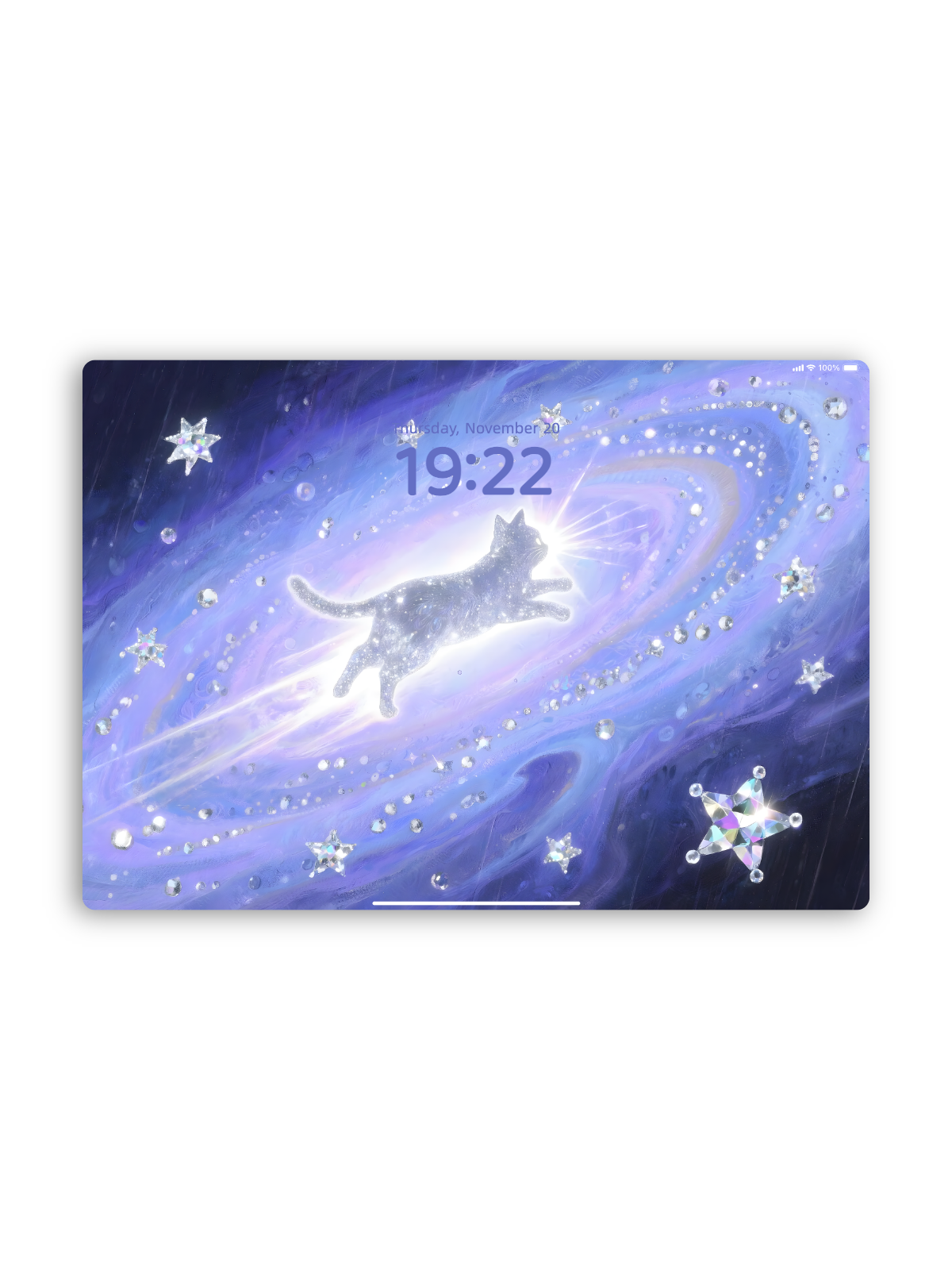 "Lucky Energy Sprite Cat: Starry Leap" Phone Wallpaper