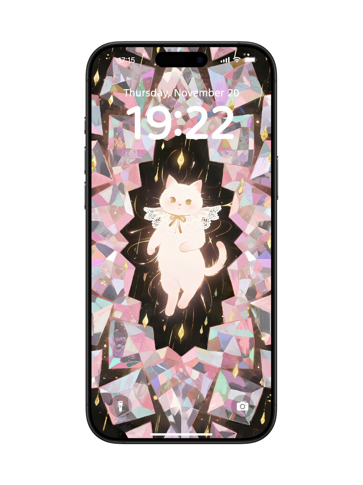 “Angelic Kitty: Sparkle & Wings” Phone Wallpaper