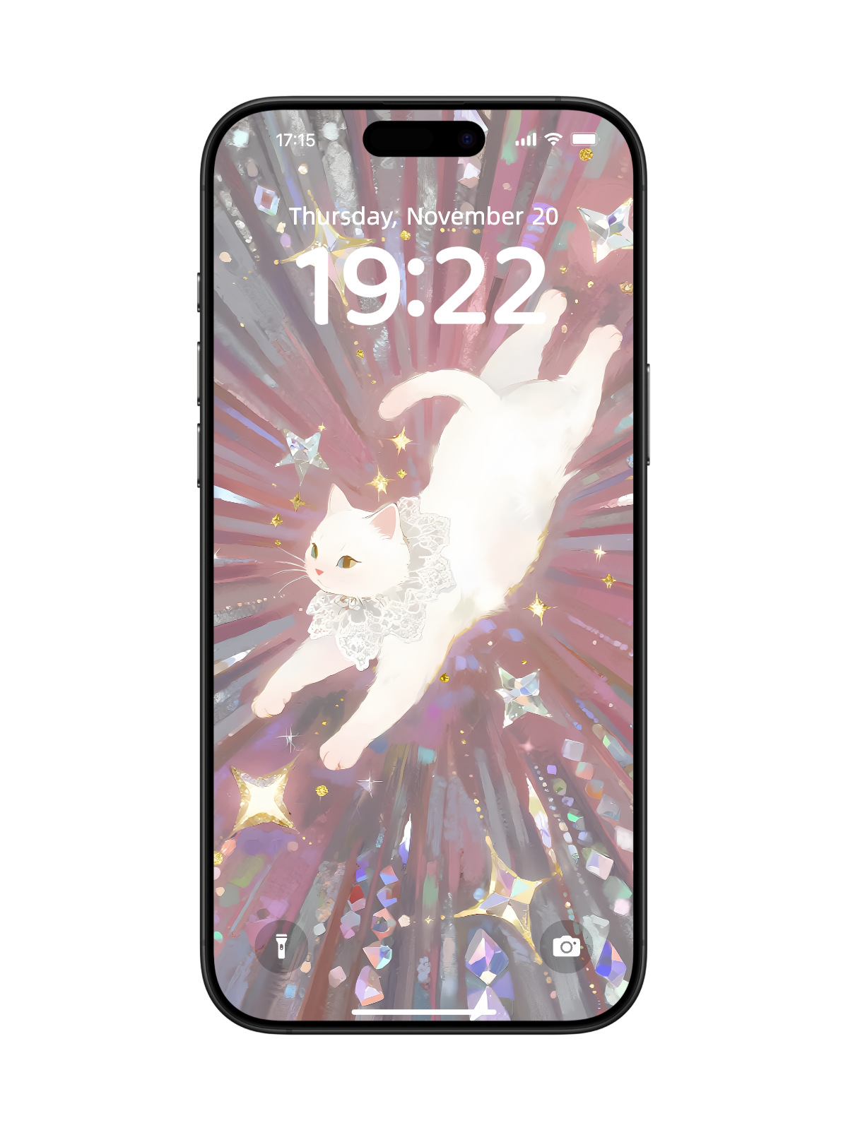 “Angelic Kitty: Sparkle & Wings” Phone Wallpaper