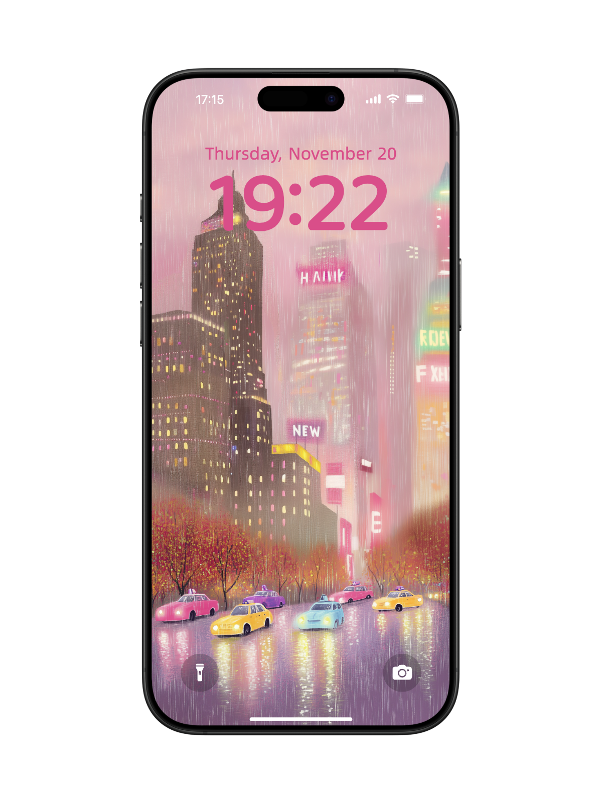 “Pastel Rainy Cityscape” Phone Wallpaper