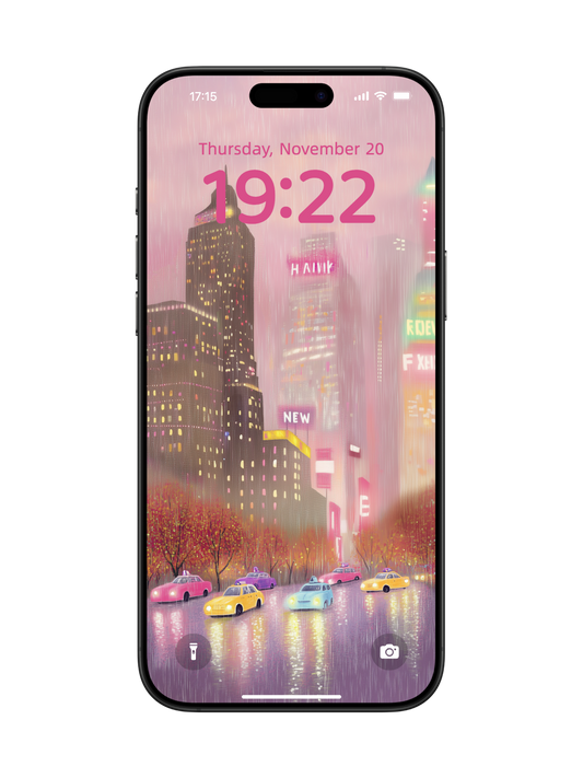 “Pastel Rainy Cityscape” Phone Wallpaper