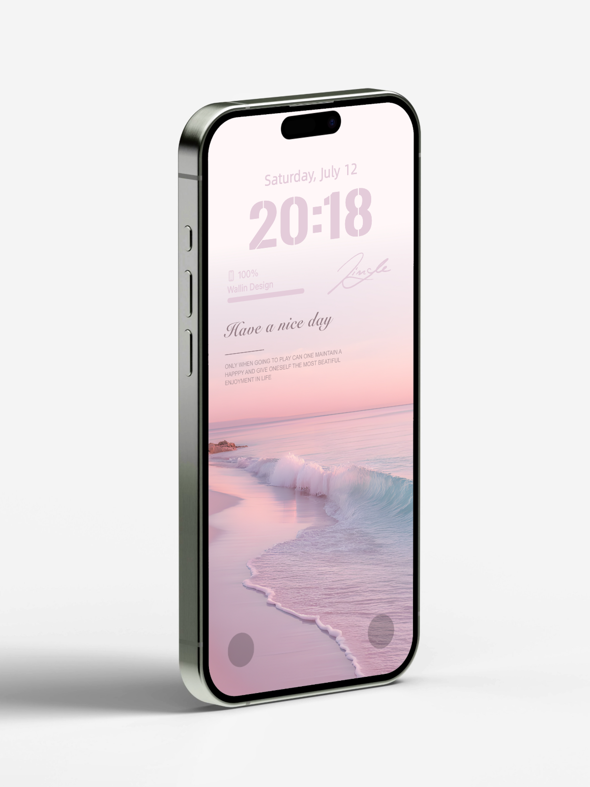 "Pink Beach Bliss: Nice Day Wishes" Phone Wallpaper