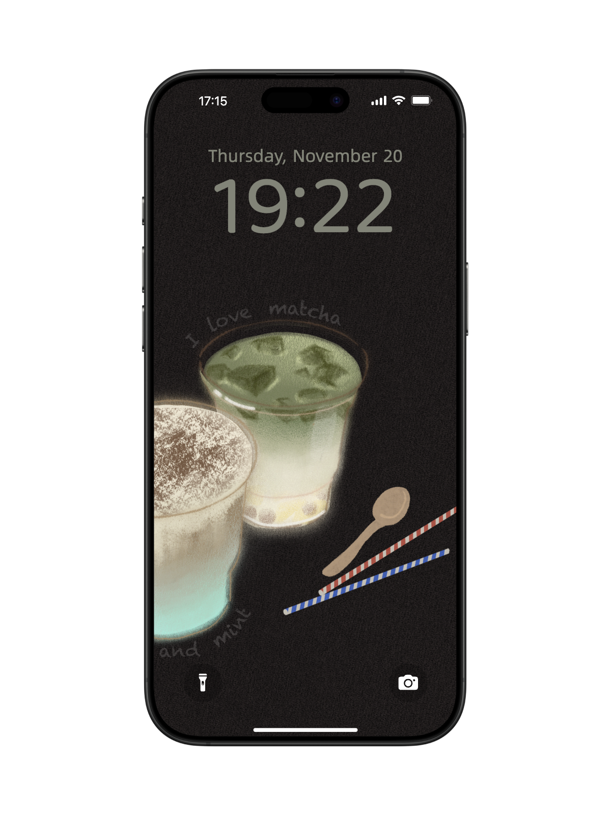 “Matcha & Mint Drink Delight” Phone Wallpaper