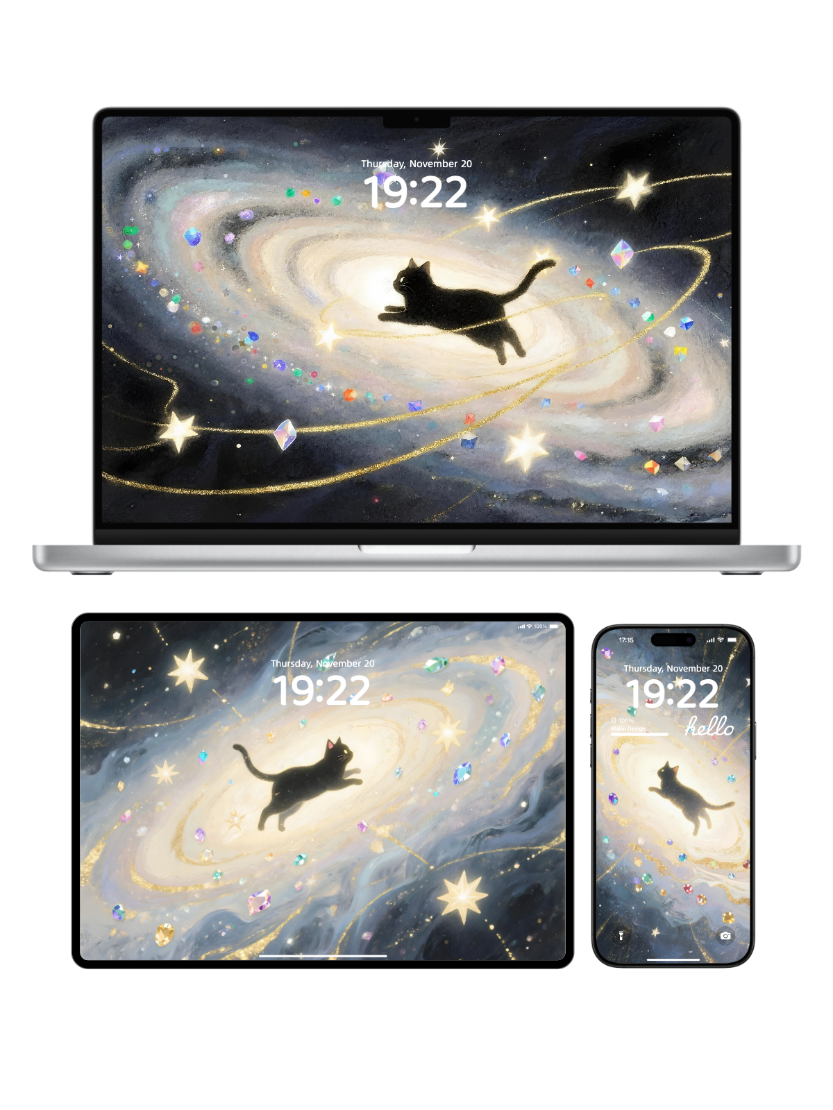 “Lucky Energy Sprite Cat” Phone Wallpaper