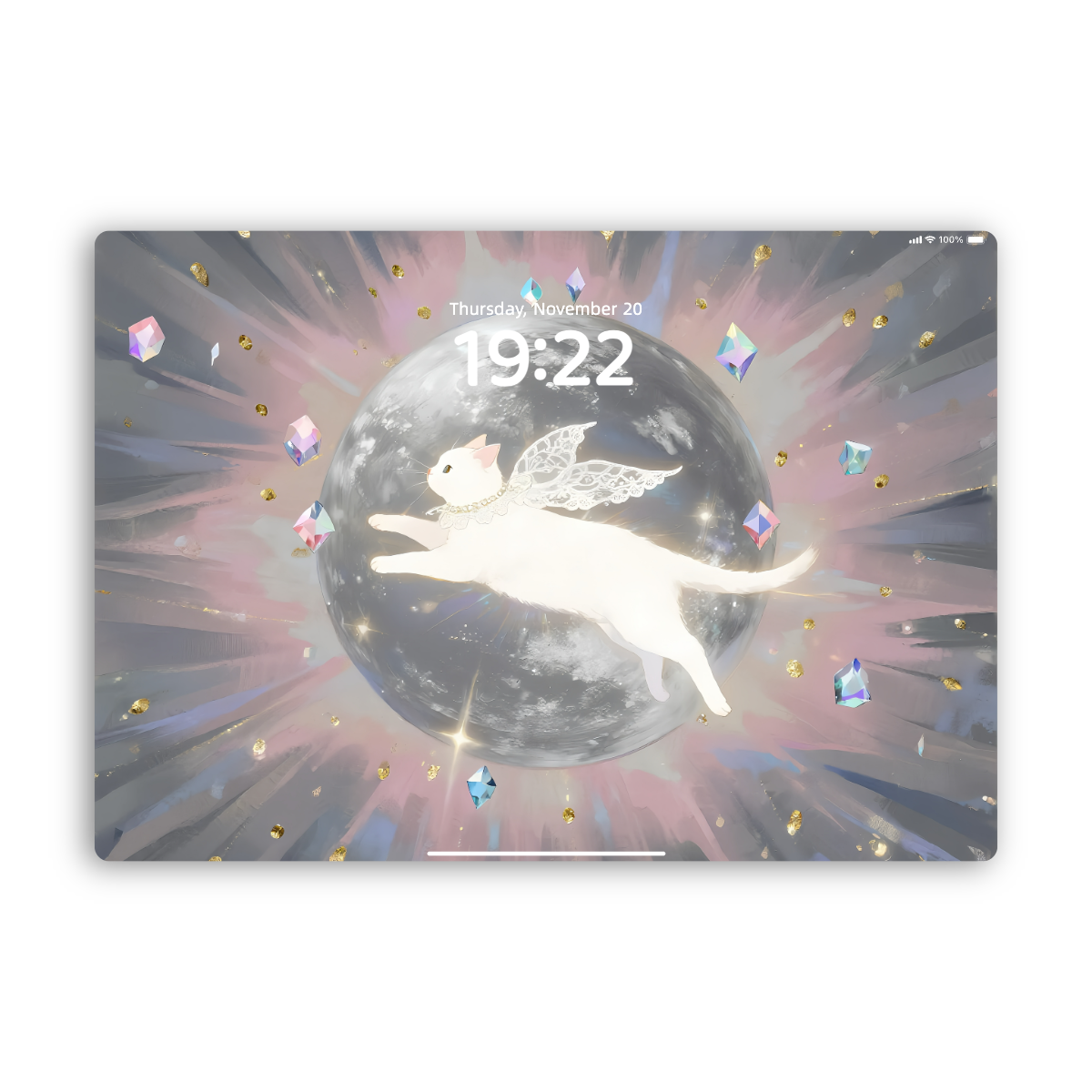 “Angelic Kitty: Sparkle & Wings” Phone Wallpaper