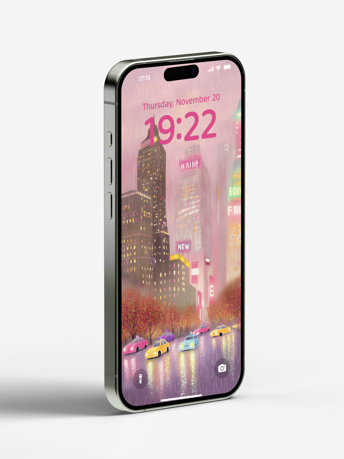 “Pastel Rainy Cityscape” Phone Wallpaper