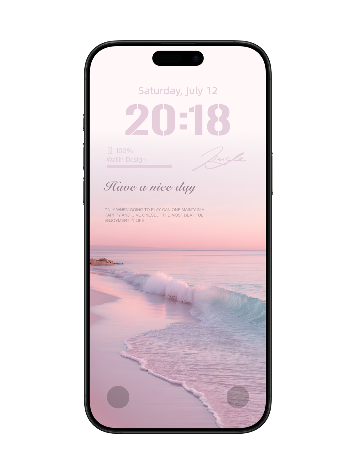 "Pink Beach Bliss: Nice Day Wishes" Phone Wallpaper