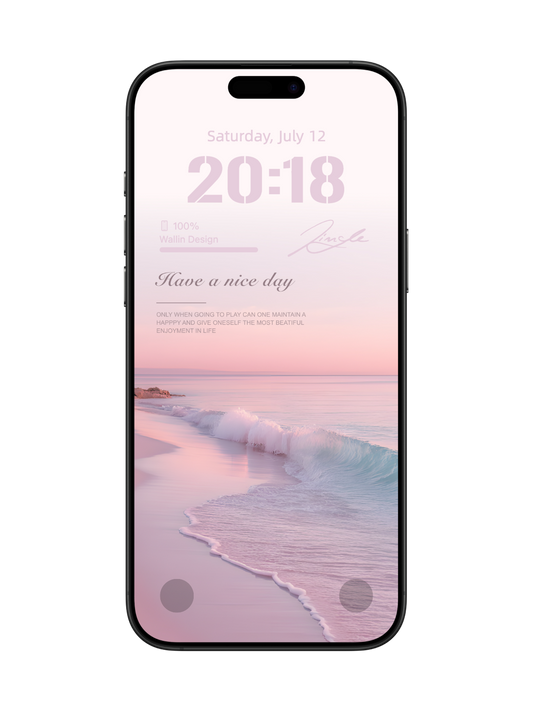 "Pink Beach Bliss: Nice Day Wishes" Phone Wallpaper