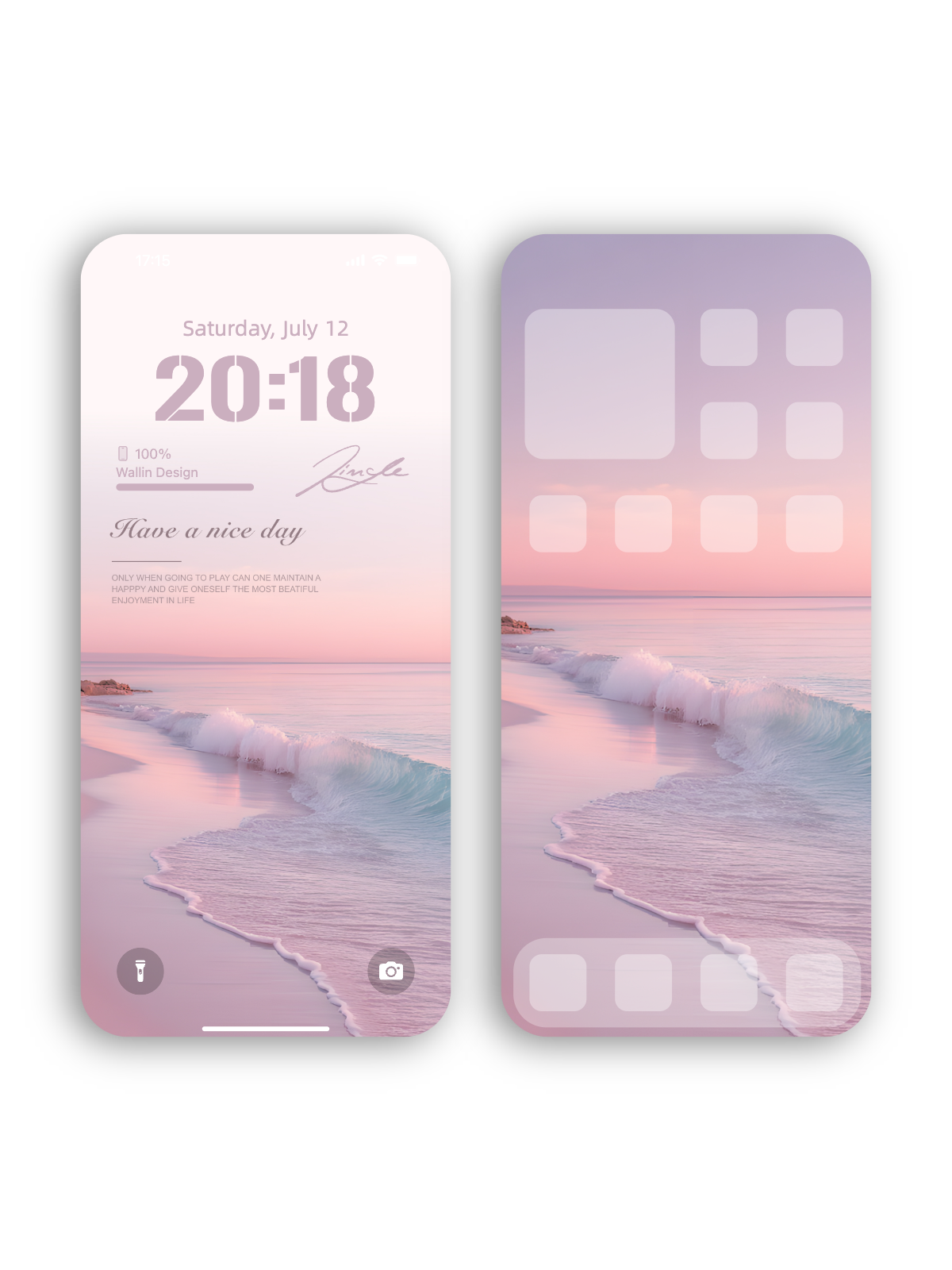 "Pink Beach Bliss: Nice Day Wishes" Phone Wallpaper